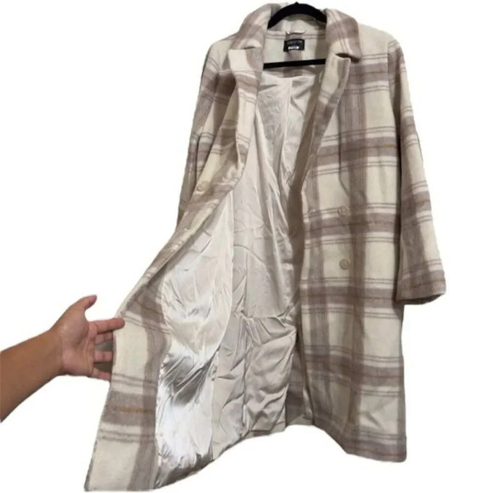 REVOLVE MINKPINK‎ IRIS CREAM MULTI PLAID LONG COAT XL